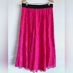 LuLaRoe Neon Pink Floral Lace Maxi Skirt